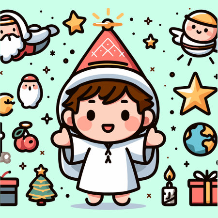 Free vector cute boy celebrate Epiphany day cartoon flat isolatedのイラスト素材