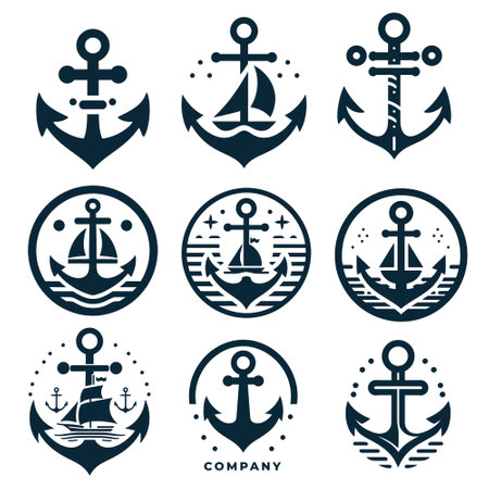 Anchor icons set. Nautical symbols. Vector illustration.のイラスト素材