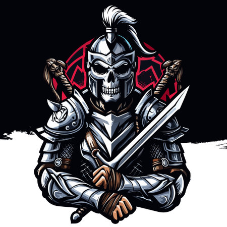 Knight with sword and shield. Vector illustration ready for vinyl cutting.のイラスト素材