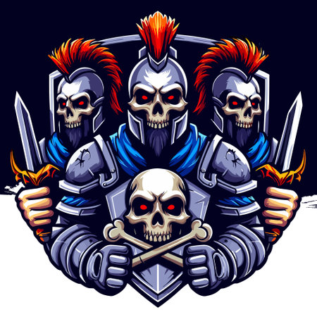 Skulls and swords. Vector illustration for t-shirt design.のイラスト素材