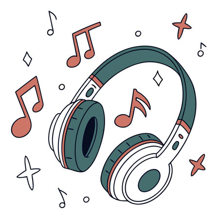 Listen to music using headphones for entertainmentのイラスト素材