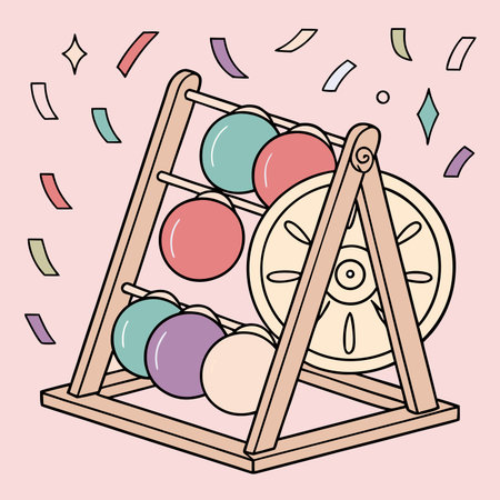 Playful raffle drum illustration with confettiのイラスト素材