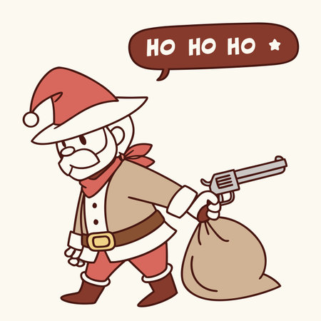 santa claus with gun and bag of money, vector illustrationのイラスト素材