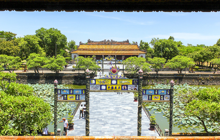 Vietnam - August 14th, 2011: Entrance to Thai Hoa Palace won for Meetings where the court of the king, this path only for the masters, kings, People do not get into Th??ng showing reverence this place, the power of the king in feudal times in Vietnamのeditorial素材
