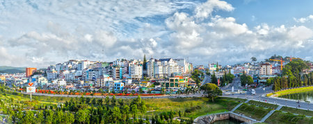 Lam Dong, Vietnam, July 2nd, 2015: Dalat City welcomes new date for the city shines rays fog was awoken welcome tourists to this resort in the summer day in Da Lat City, Lam Dong, Vietnamのeditorial素材