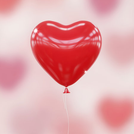 a red heart balloon floats against a pink background, perfect for valentine's day celebrations and loveの素材