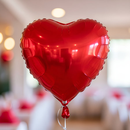 a vibrant red heart balloon, perfect for valentine's day or any romantic celebration, love and happinessの素材