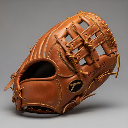 a brown leather baseball glove, perfect for fielding, catching, and playing baseball with style and graceの素材