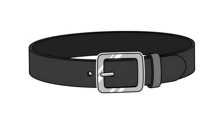 Black leather belt with silver buckle fashion accessory for men and women stylish waist belt apparelの素材