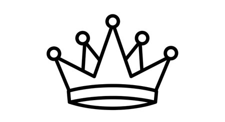 Crown outline vector icon illustration, royalty symbol, king queen tiara, luxury design, coronation clipartの素材