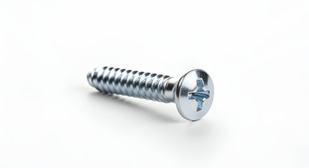 Buy screws online: metal screw for woodworking and construction projects and home improvement needs at isolated  white backgroundの素材