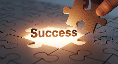 Puzzle success concept completing the puzzle for business strategy and problem solving solutionの素材