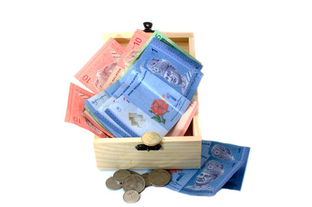 Malaysia currency on white background