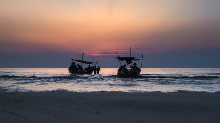 fishing boats on the sea