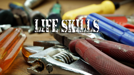 Construction equipment set with the wordの写真素材