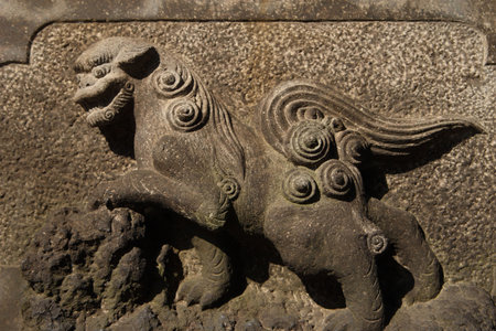 Japan stone lionの写真素材