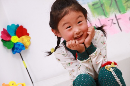 beautiful Chinese girl studio shotの写真素材