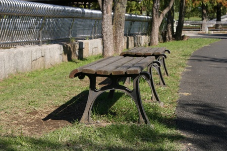 fall garden chairの写真素材