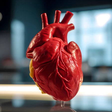 Anatomical heart isolated. Heart diagnostic center background. Human heart design. Ilustration image.の素材