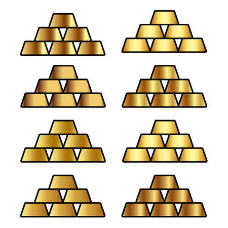 Golden bars, bullion flat line colored icon vector.のイラスト素材