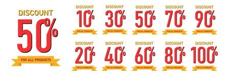 Sale tags set vector badges template. Sale offer price sign 0- 100 percent. Special offer...