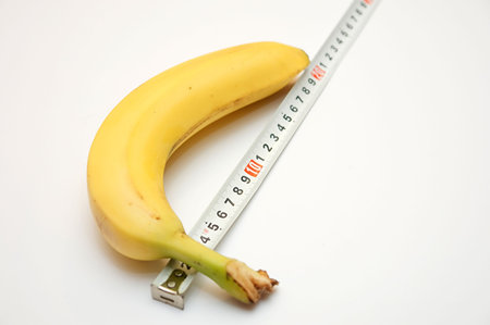 Banana and its size with a measuring roulette