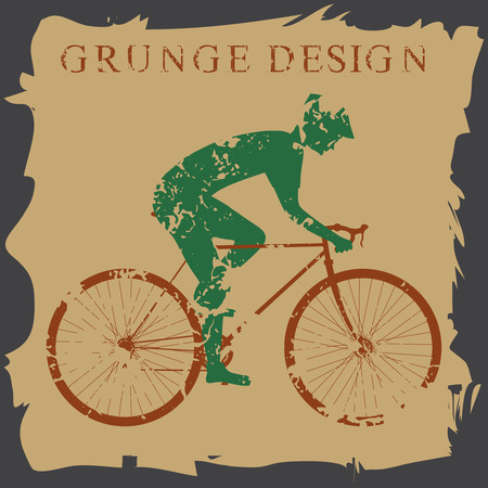 Cyclist silhouette isolated. Grunge styleのイラスト素材