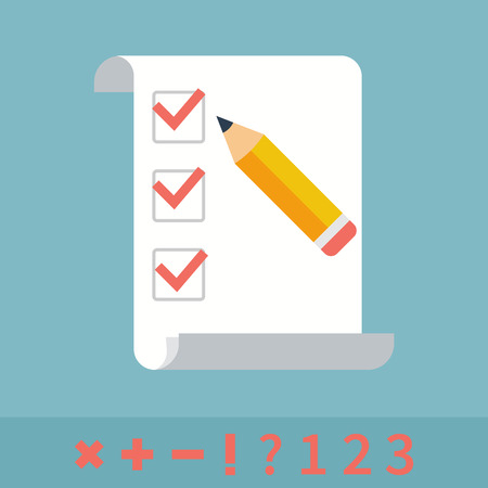Checklist . To do list.  List with checkboxes for notes, questionnaires, consent, voting choice. Flat design style. Options mark. Vector illustration.のイラスト素材