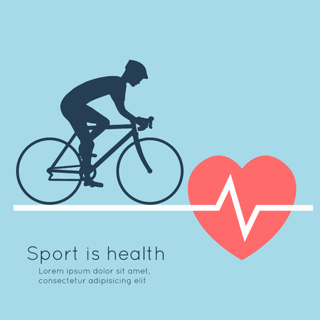 Sport is health. Cycling, heartbeat. Abstract vector illustration.のイラスト素材