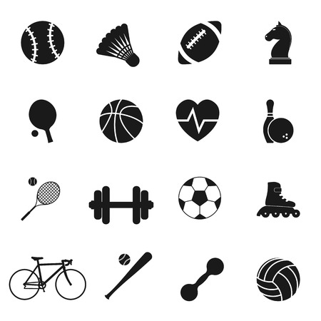 Set black icons sports. Vector illustration