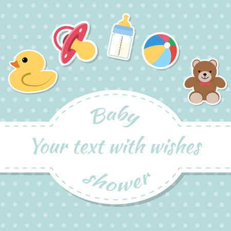 Baby shower invitation card. Place for text.  Greeting cards.のイラスト素材