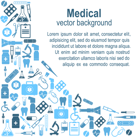 Background medical icons and sign. Vector illustration. Health care and medical research.のイラスト素材