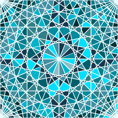 Abstract mosaic. Abstract background consisting of colorful small geometric shapes. Vector background for design. Decoration mosaic tiles blue. Pattern.のイラスト素材