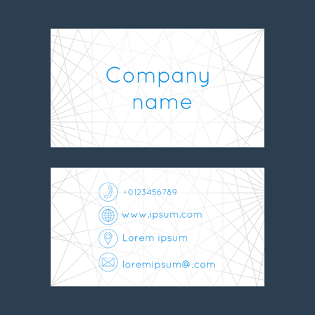 Business card with abstract background of lines. Business cards set. Space for company name, address, phone, email. Visit card blank, template.  Business card design. Vector illustration.のイラスト素材