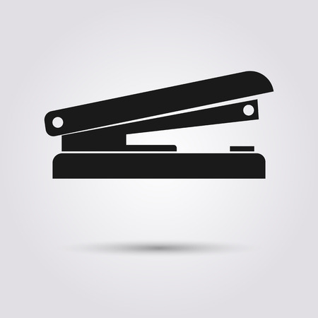 Icon stapler. Black stapler on a white background. Supplues for office, school. Design element for web pages and print. Isolating stapler. Stationery. Vector illustrationのイラスト素材