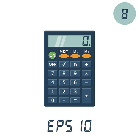 Calculator icons flat design vector illustration. Calculator isolated on white background. Sign of editing a set of numbers. Template for web design, calculations and computations.のイラスト素材