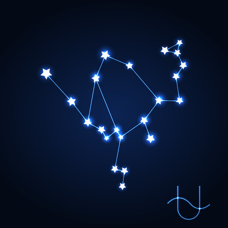 Ophiuchus constellation. Vector illustration flat design. Isolated on background. 13 zodiac sign, horoscope.のイラスト素材