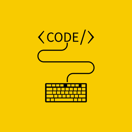 Coding icon. Keyboard connect to the sign CODE, concept.のイラスト素材