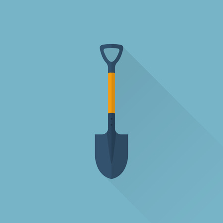 Shovel icon flat design with long shadow.のイラスト素材