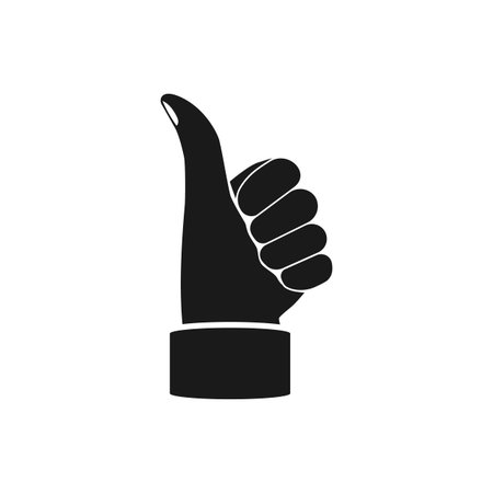 Thumbs up pictogram. Like icon silhouette. Vector illustration flat design style. Thumb up symbol as a symbol of approval. For web banner, web and mobile. Sign confirm. Gesture hand ok.のイラスト素材