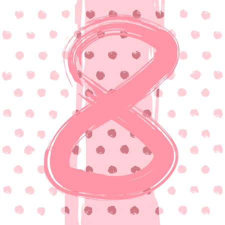 8 March drawing pink painted brush strokes. International happy Women's Day.のイラスト素材