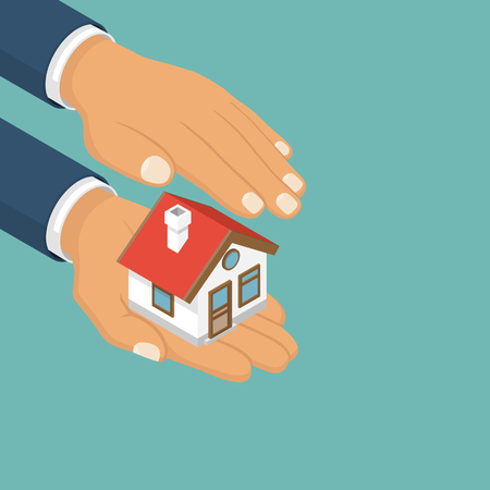 Isometric home in hand.のイラスト素材