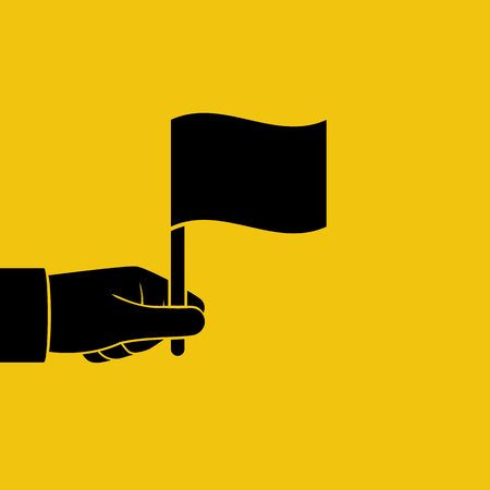 Hand holding a flag silhouette.のイラスト素材