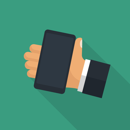 Phone in hand icon isolated on background.のイラスト素材