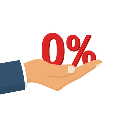 Businessman presenting zero percent. vector illustration.のイラスト素材