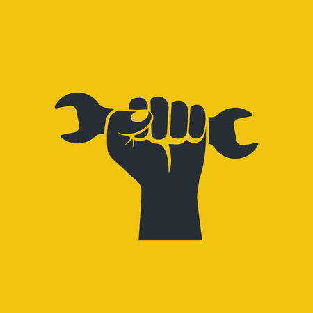 Wrench in hand icon.のイラスト素材