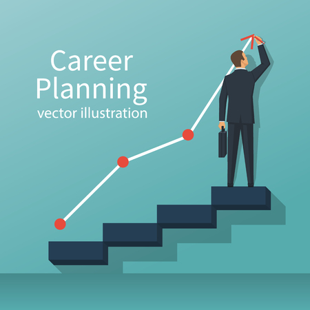 Career planning Vector illustration on blue background.のイラスト素材