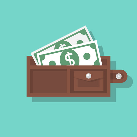 Opened wallet isolated on backgroundの写真素材
