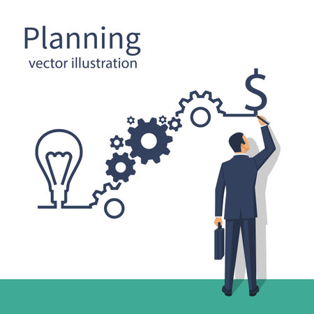 Businessman draws business strategy illustration.のイラスト素材
