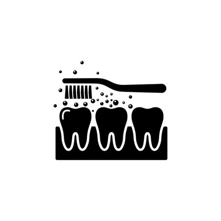 Brushing teeth silhouette.のイラスト素材